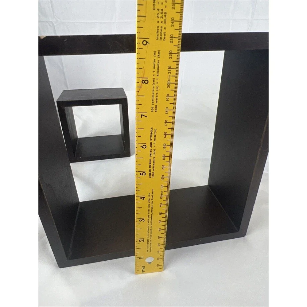 Set of 3 Black Floating Box Wall Shelves Shadow Cube Display Shelves Decor